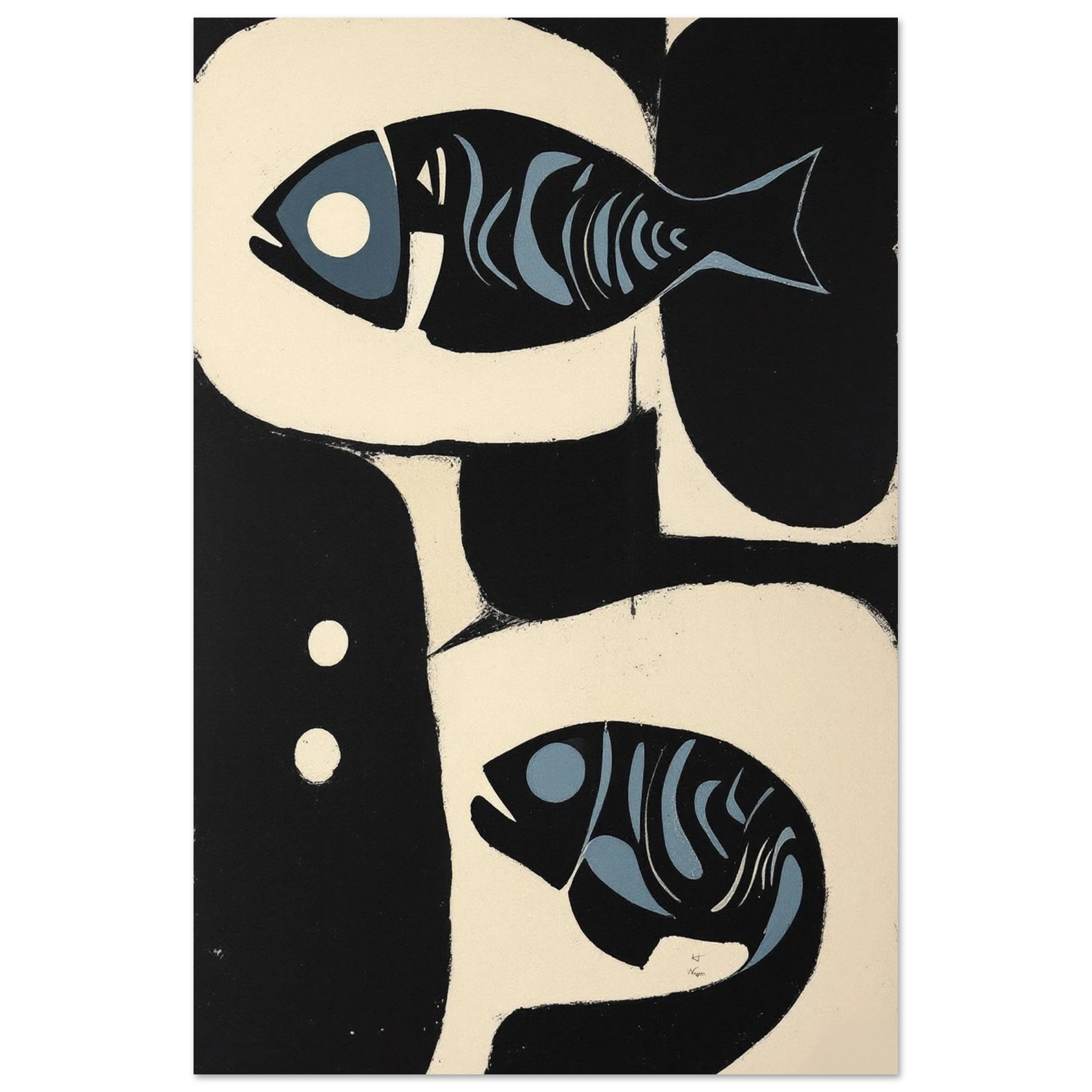 Abstract Mid-Century Modern Fish Art Print No Frame 40x60 cm 16x24″ Classic Matte Paper Poster