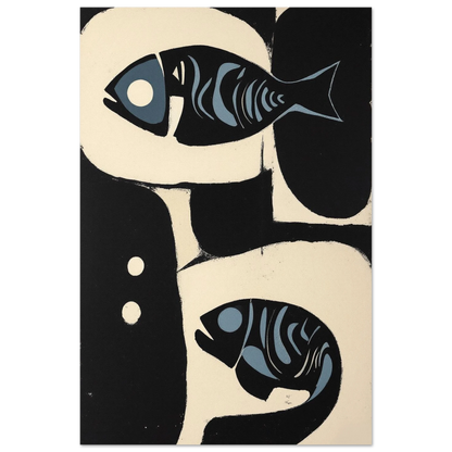 Abstract Mid-Century Modern Fish Art Print No Frame 40x60 cm 16x24″ Classic Matte Paper Poster