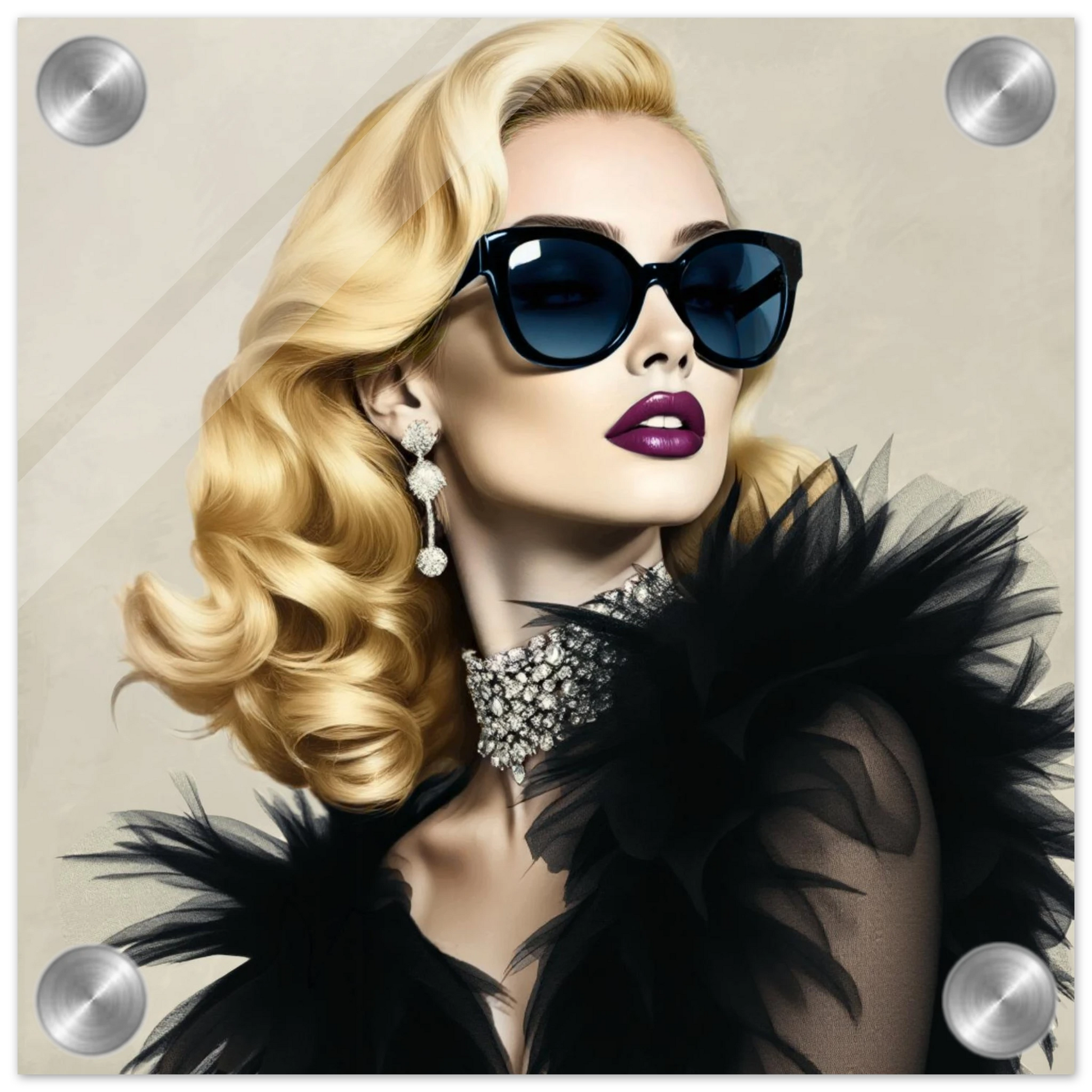 Blonde Bombshell Fashion Model Art Print 20x20 cm 8x8″ Sleek Acrylic Print