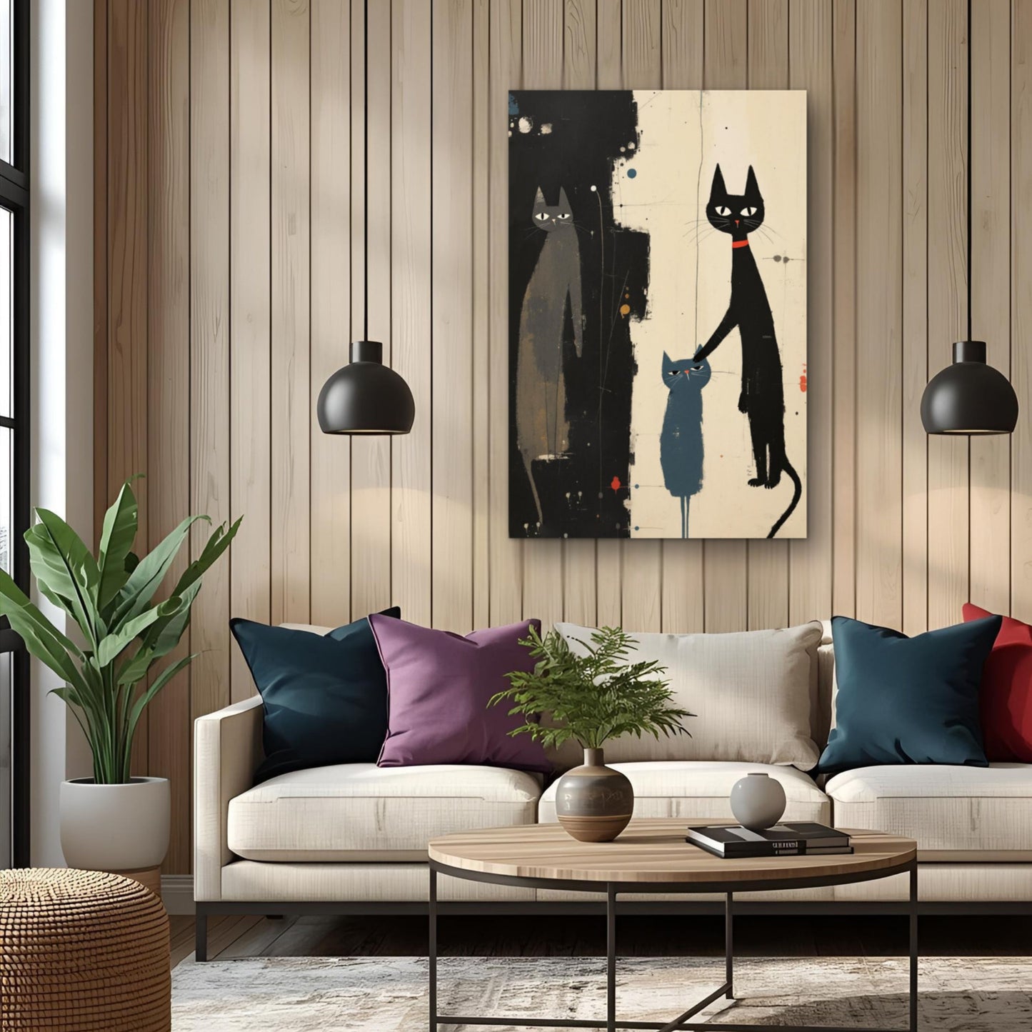 Abstract Cat Family Art Poster Print