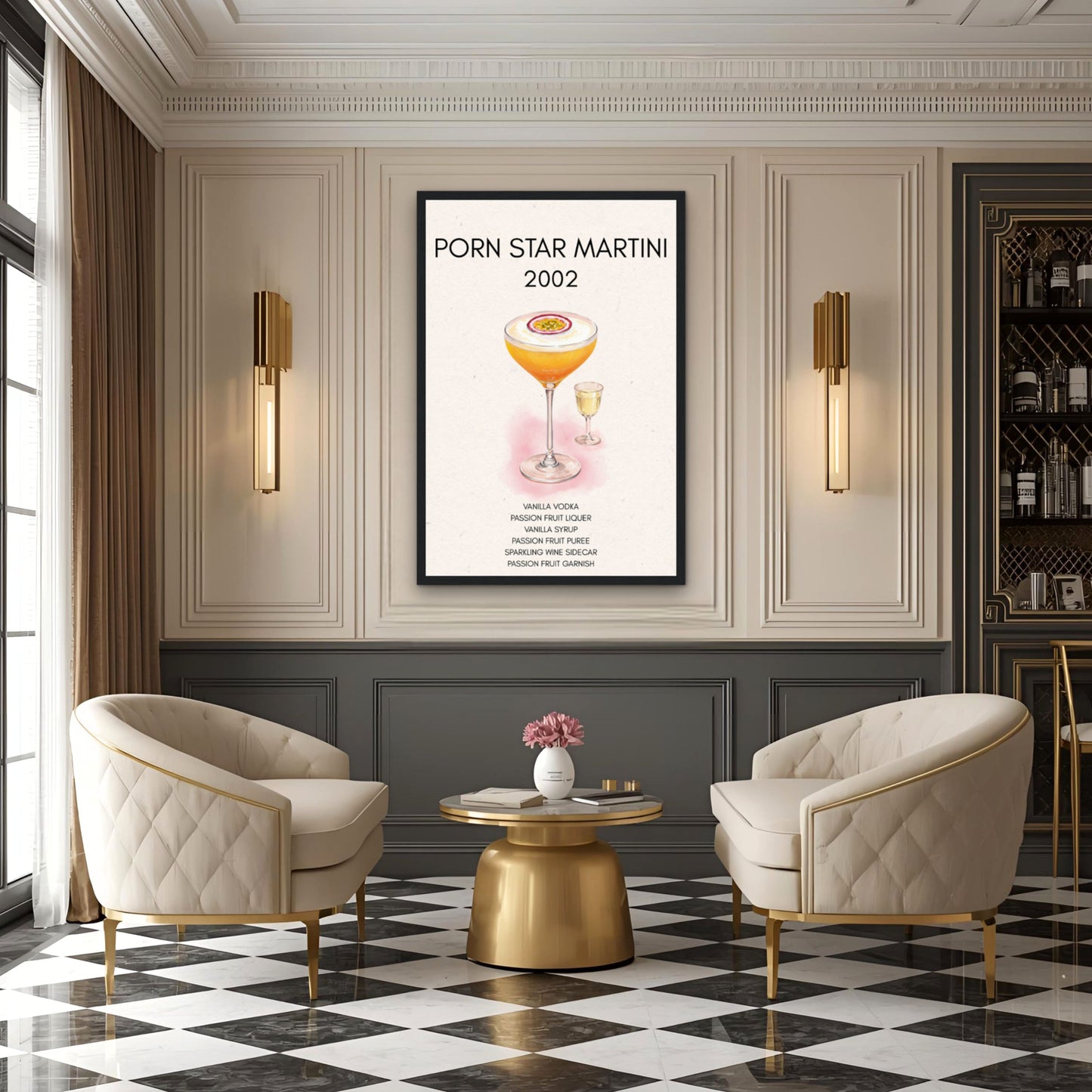 Porn Star Martini Cocktail Bar Poster Print Black Wood Frame 40x60 cm 16x24″ Museum-Quality Matte Paper Wooden Framed Poster