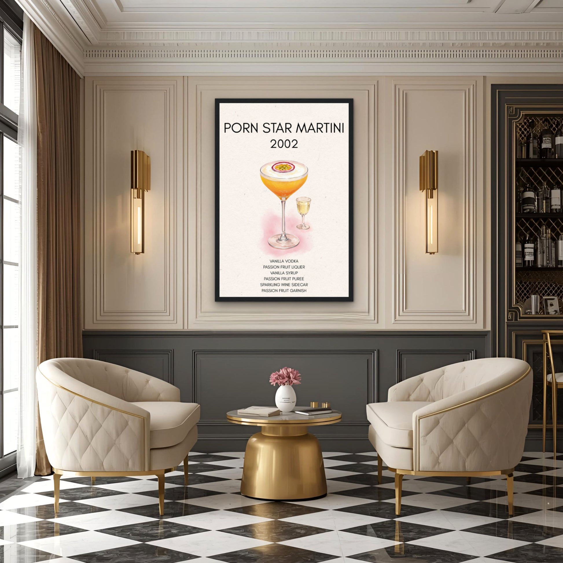 Porn Star Martini Cocktail Bar Poster Print Black Wood Frame 40x60 cm 16x24″ Museum-Quality Matte Paper Wooden Framed Poster