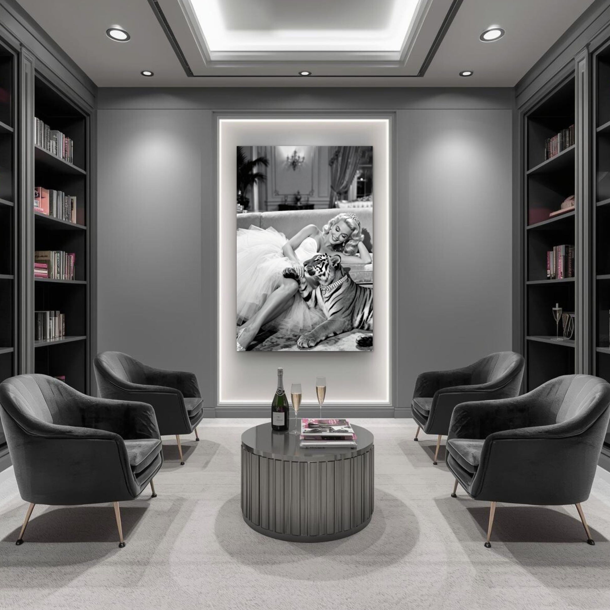 Vintage Hollywood Starlet Tiger Art Print