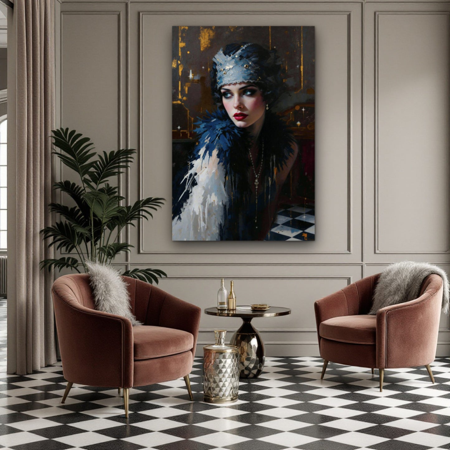 1920s Gatsby Flapper Painting Art Print - Speakeasy Prohibition Wall Decor