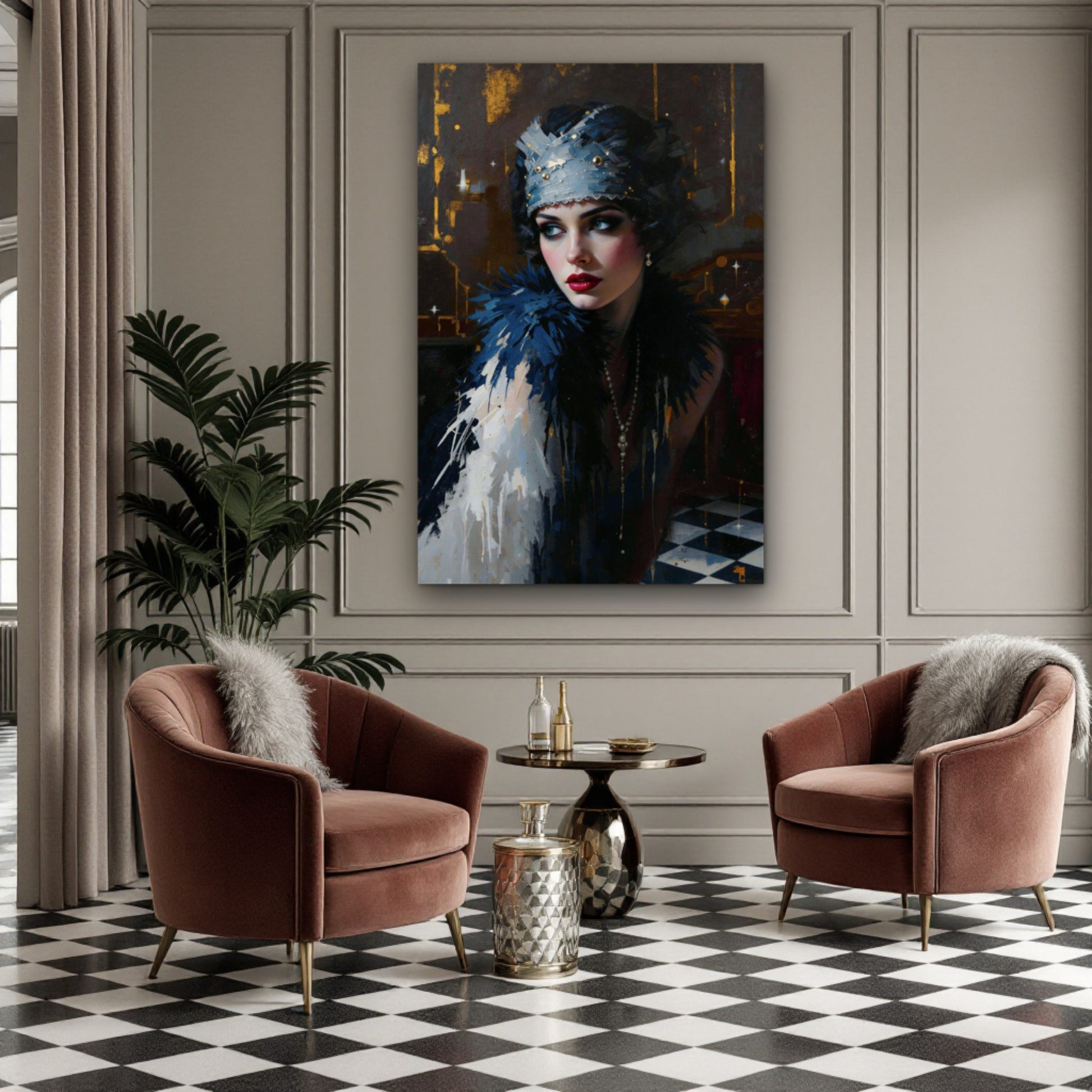 1920s Gatsby Flapper Painting Art Print - Speakeasy Prohibition Wall Decor