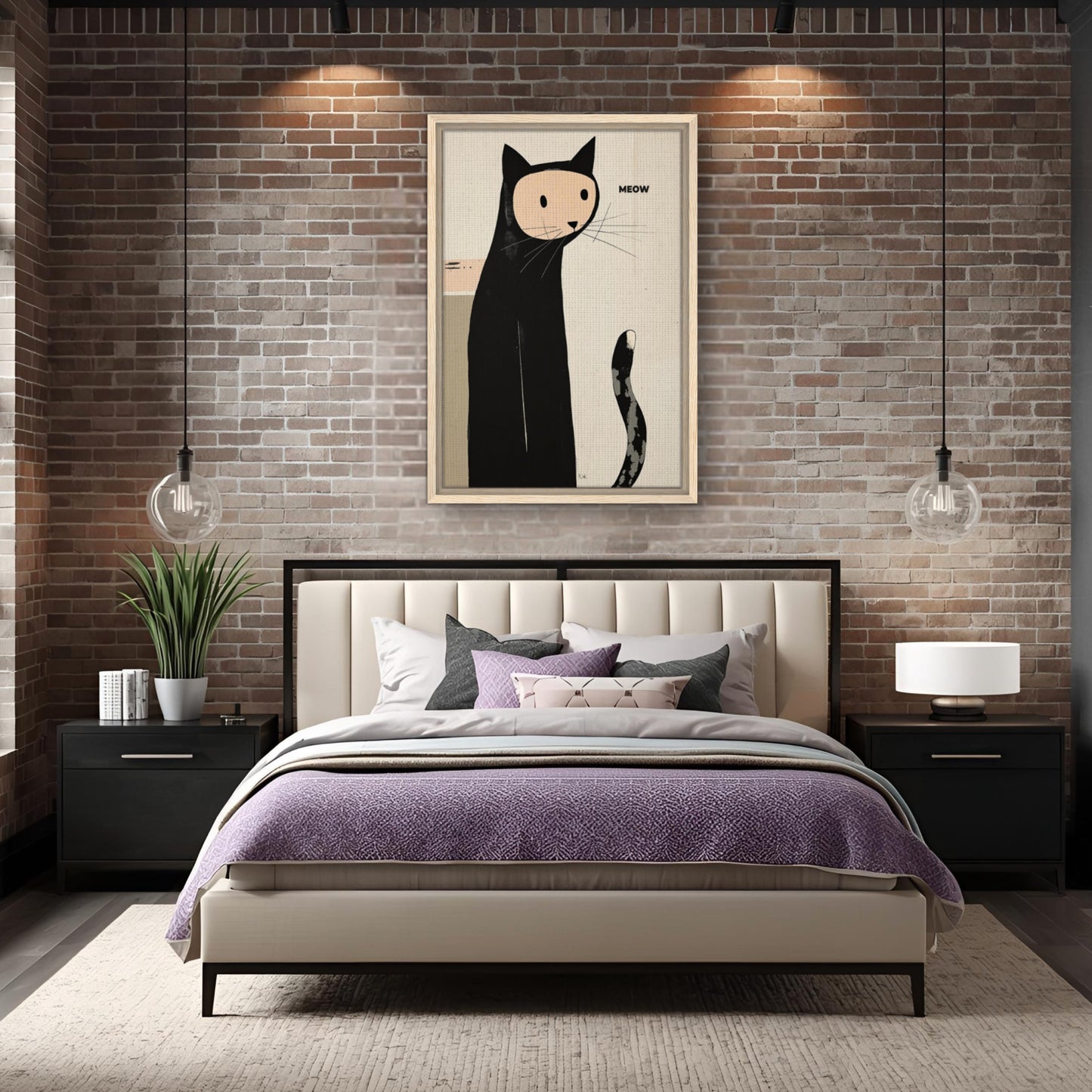 Quirky Modern Cat Art Poster Print