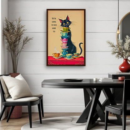 Quirky Cat Funny Tea Art Print