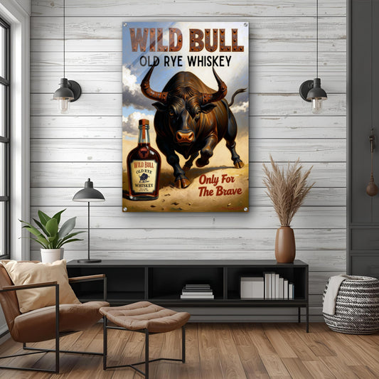 Wild Bull Old West Rye Whiskey Poster Print