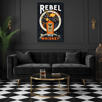 Rebel Whiskey Cocktail Bar Poster Print