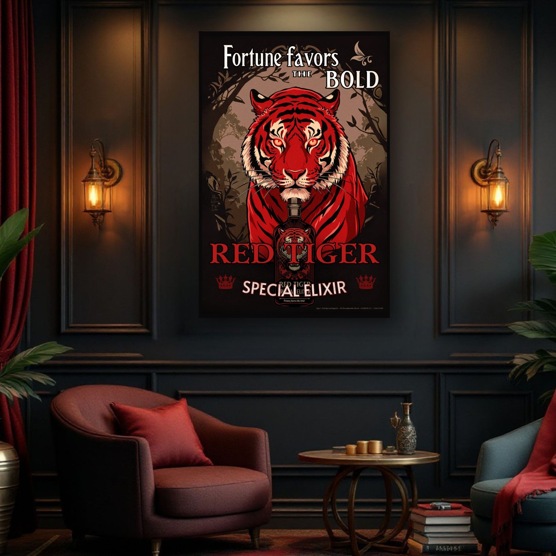 Tiger Cocktail Bar Art Poster Print