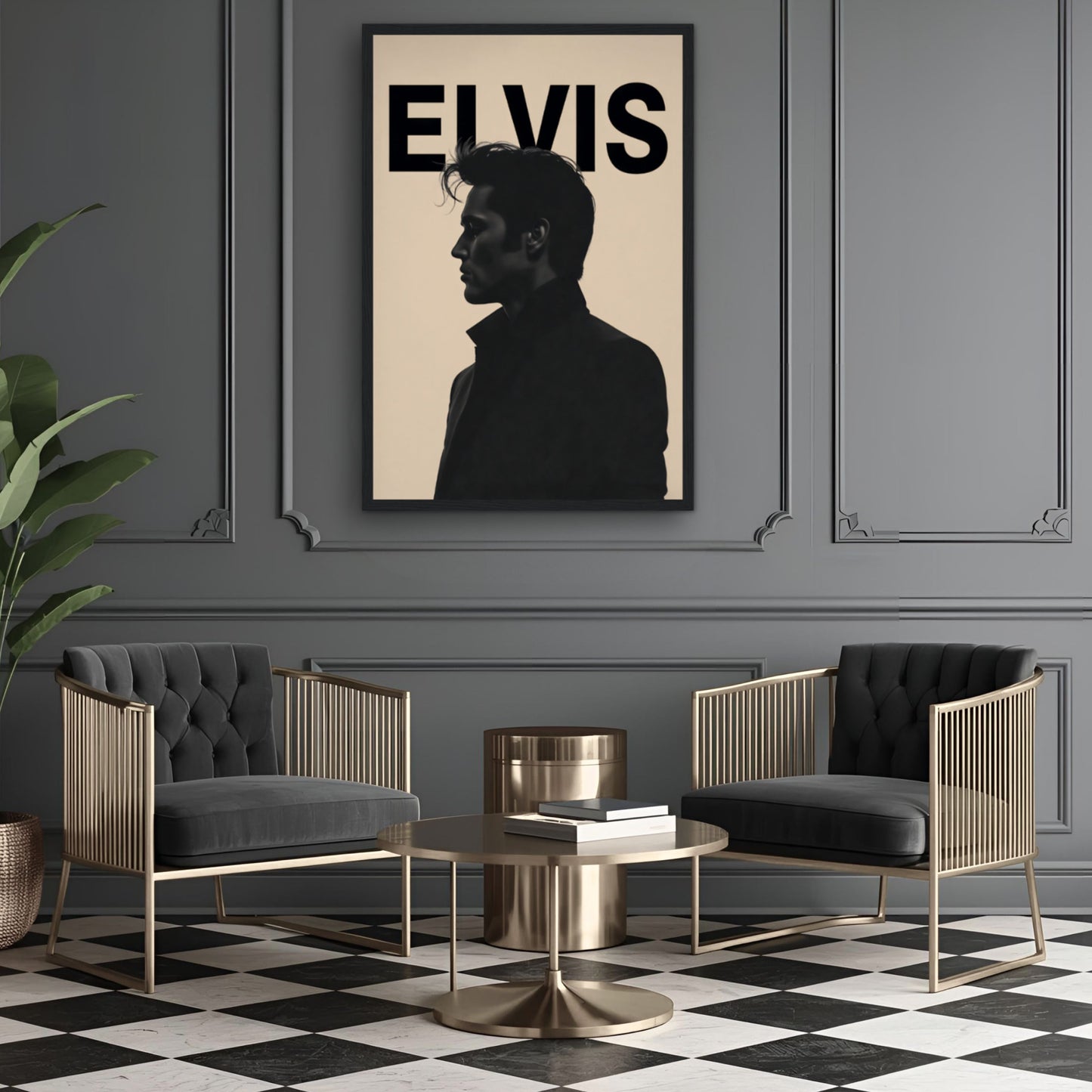 Young Elvis Presley Silhouette Art Print