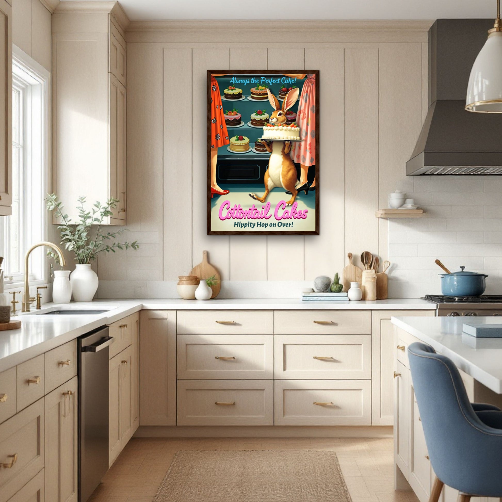 Cottontail Cakes 1950s Rabbit Art Print