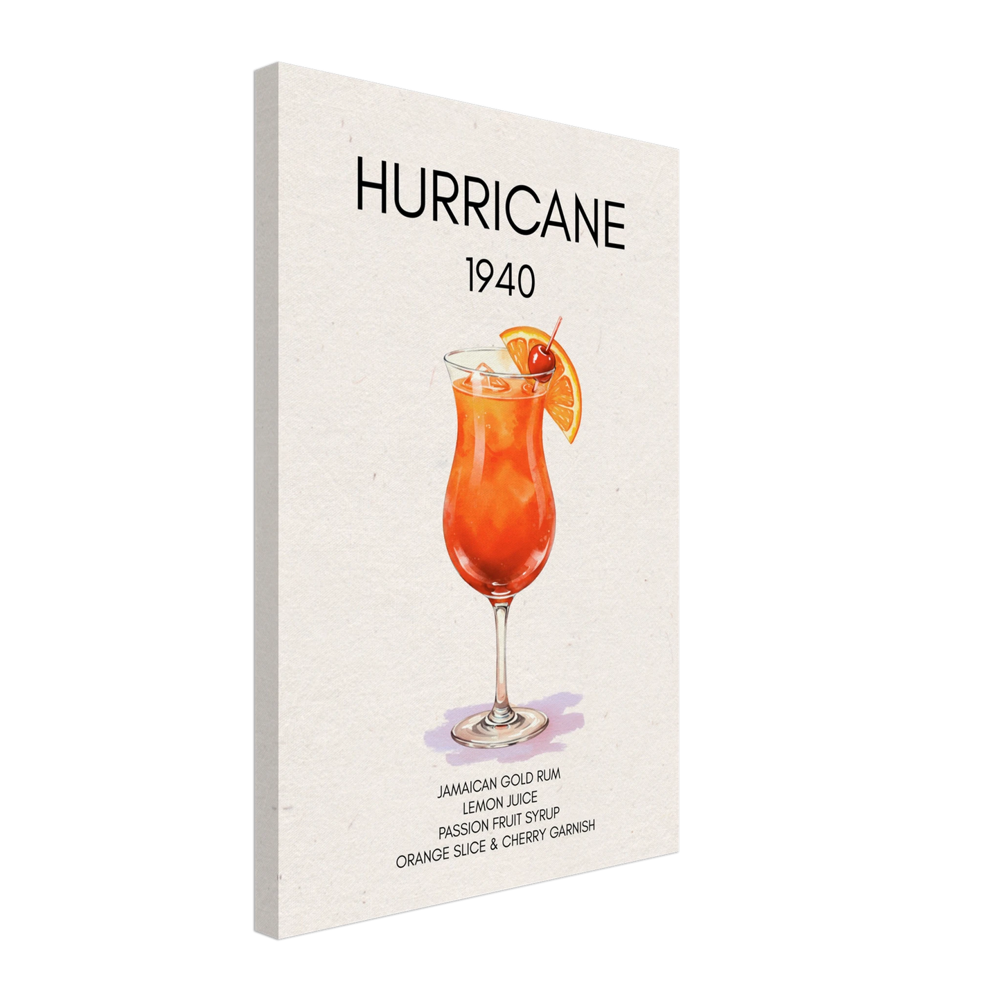 Hurricane Cocktail Bar Poster Print No Frame 40x60 cm 16x24″ Canvas