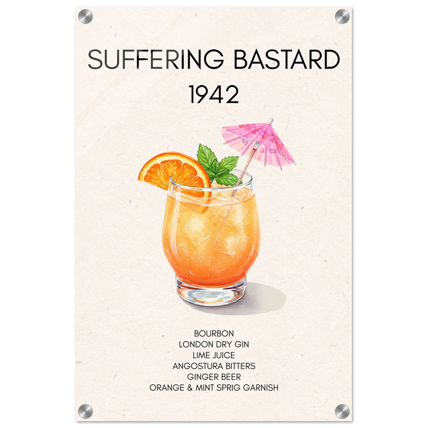 Suffering Bastard Tiki Cocktail Bar Poster Print No Frame 40x60 cm 16x24″ Sleek Acrylic Print