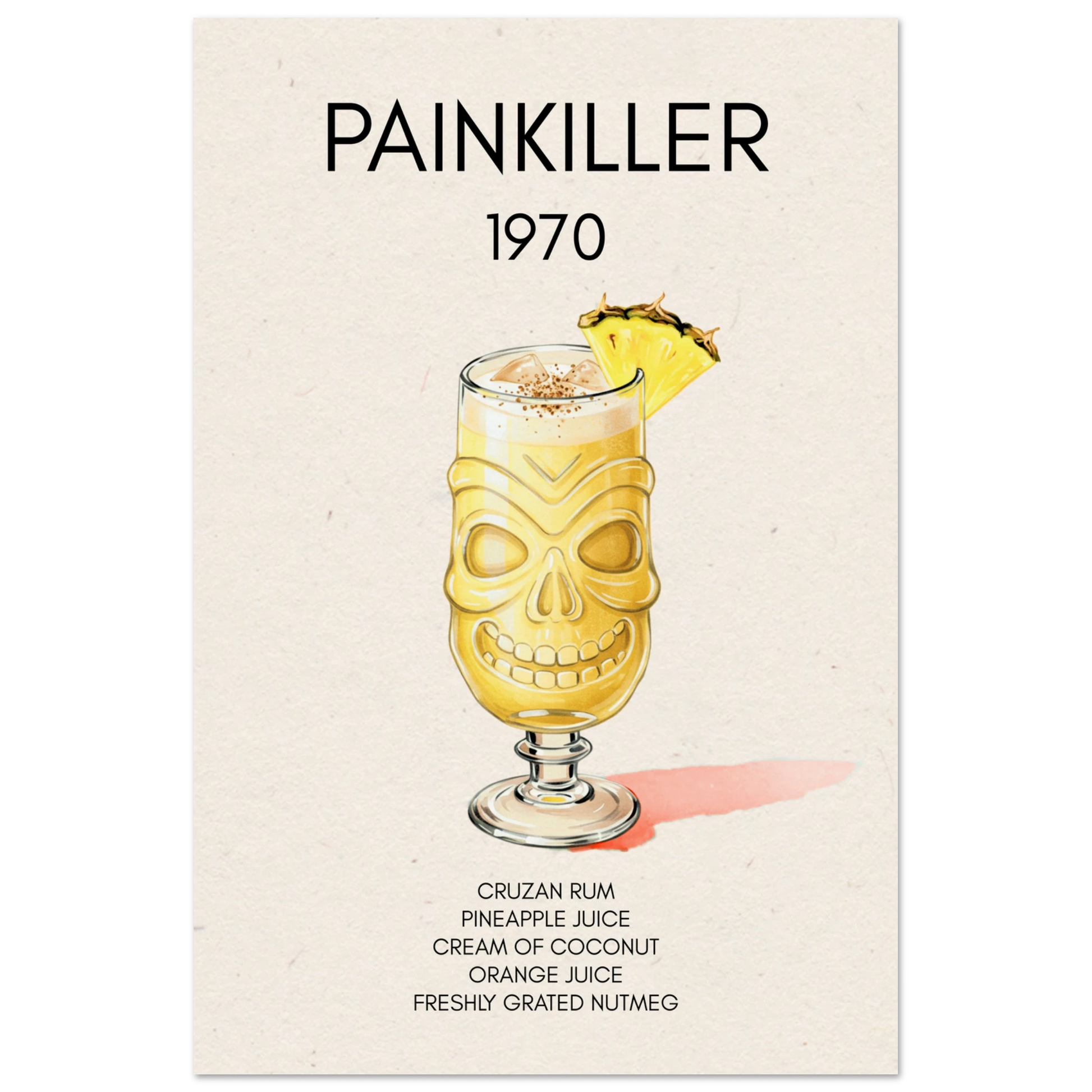 Painkiller Cocktail Bar Art Tiki Print No Frame 30x45 cm 12x18″ Museum-Quality Matte Paper Poster