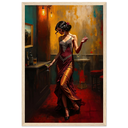 Speakeasy Flapper Art Prohibition Print 30x45 cm 12x18″ Premium Matte Paper Wooden Framed Poster Light Wood Frame