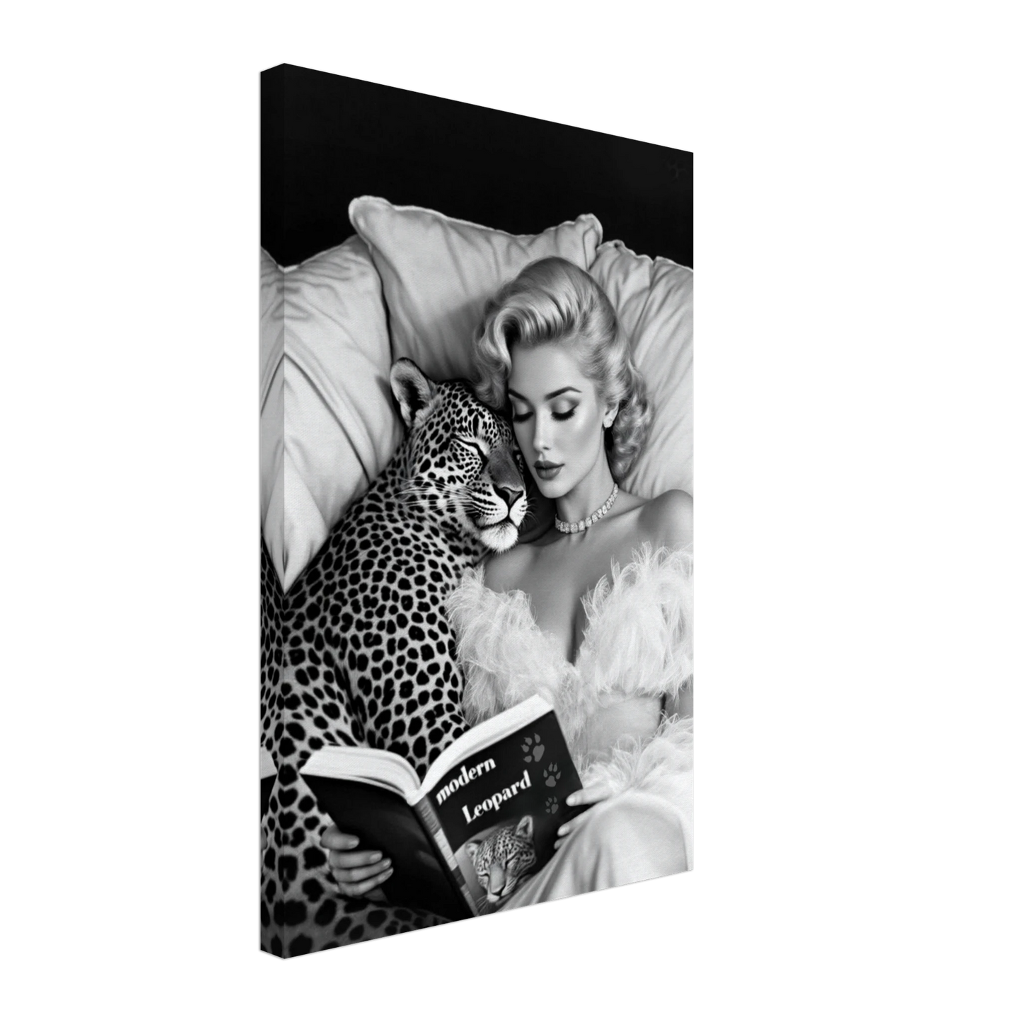Hollywood Starlet Leopard Cat Art Print 40x60 cm 16x24″ Gallery Wrapped Canvas No Frame