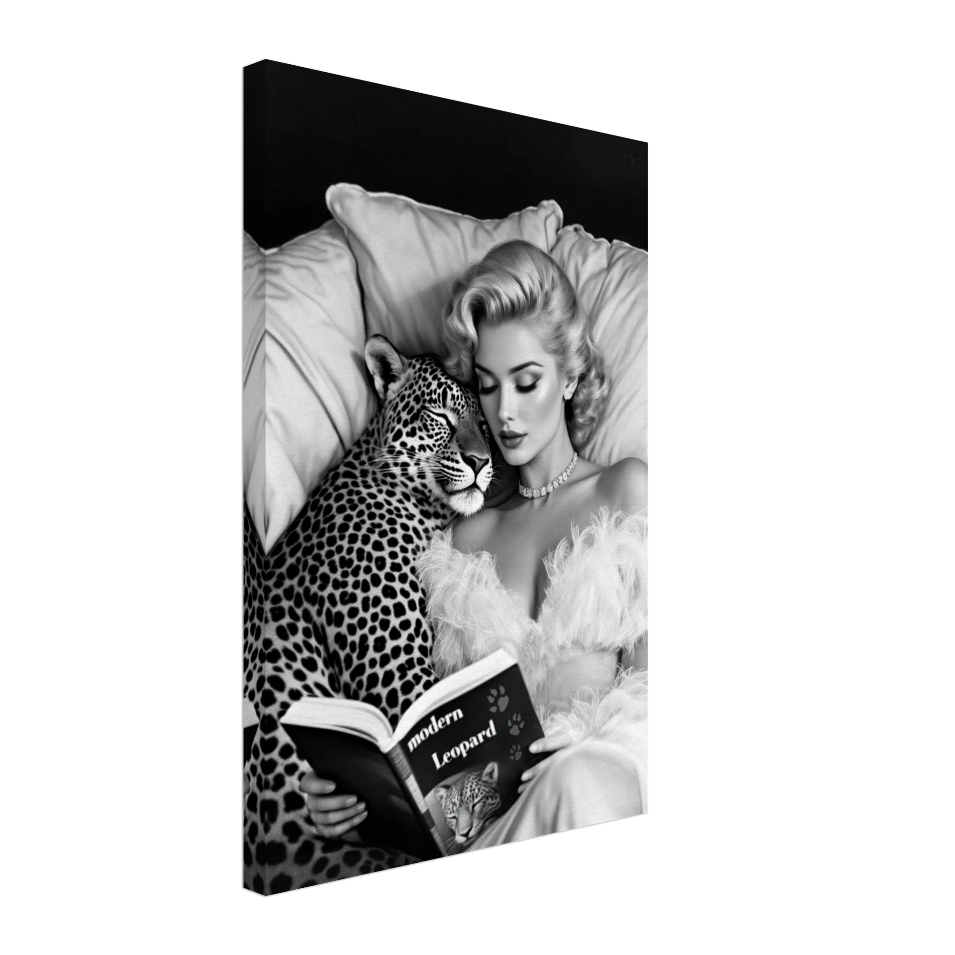 Hollywood Starlet Leopard Cat Art Print 40x60 cm 16x24″ Gallery Wrapped Canvas No Frame
