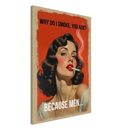 Retro Smoking Pin-Up Girl Art Print No Frame 70x100 cm 28x40″ Gallery Wrapped Canvas