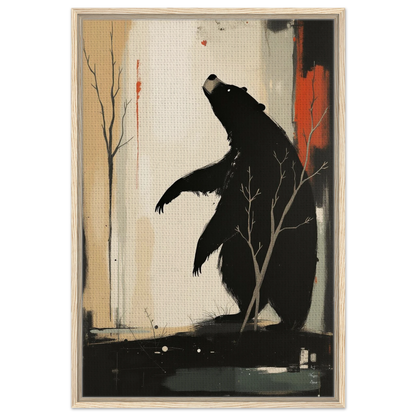 Abstract Bear Wildlife Art Print 60x90 cm 24x36″ Framed Canvas Light Wood Frame