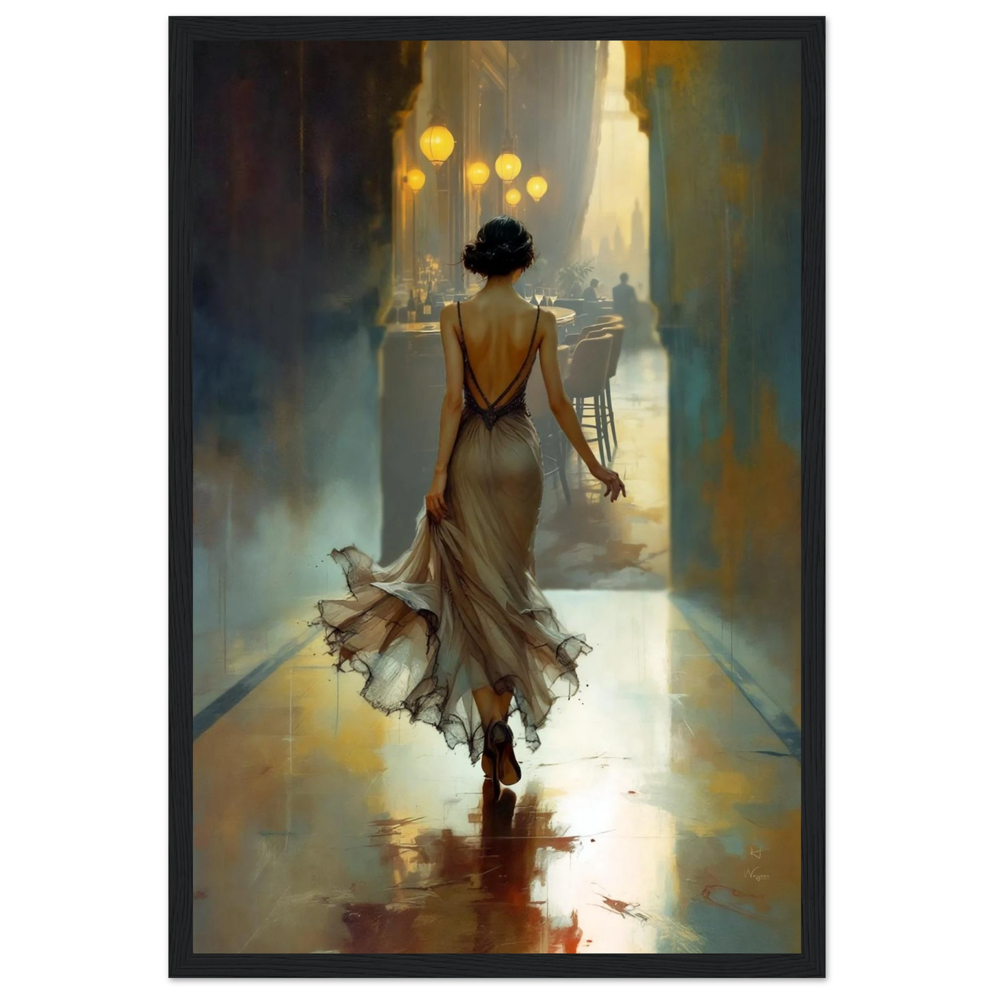 1920s Speakeasy Art Deco Print Black Wood Frame 30x45 cm 12x18″ Premium Matte Paper Wooden Framed Poster