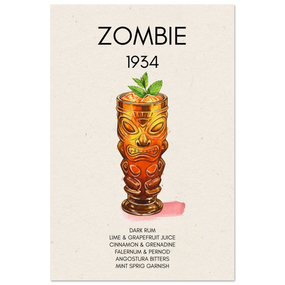 Zombie Tiki Cocktail Bar Art Print No Frame 30x45 cm 12x18″ Museum-Quality Matte Paper Poster