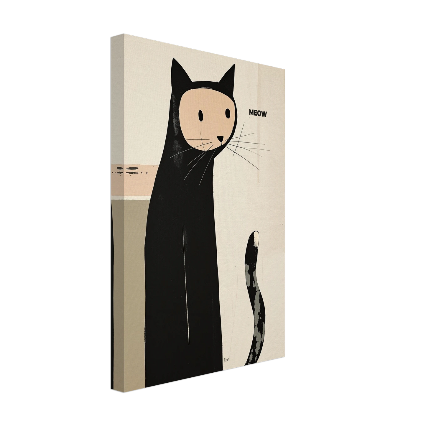 Quirky Modern Cat Art Poster Print 30x45 cm 12x18″ Gallery Wrapped Canvas No Frame