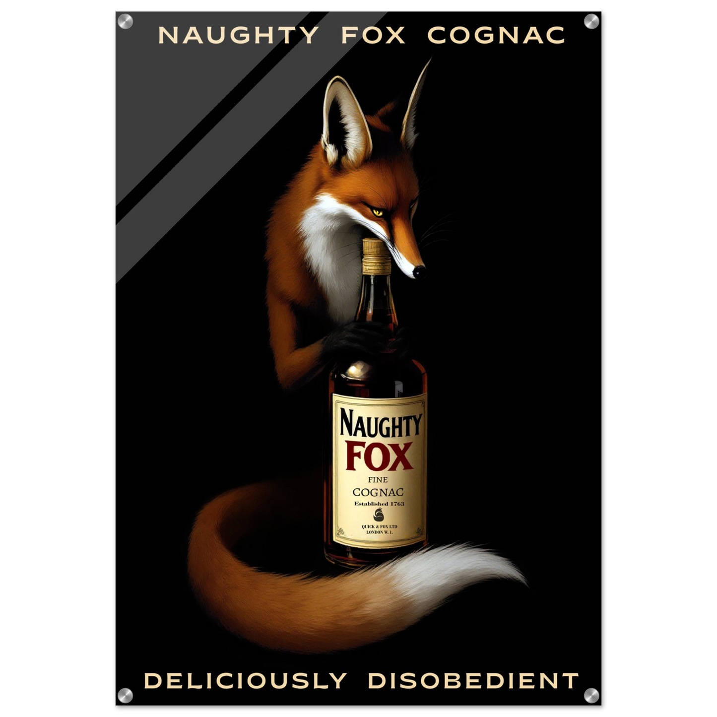 Fox Cognac Cocktail Bar Art Print No Frame 70x100 cm 28x40″ Sleek Acrylic Print
