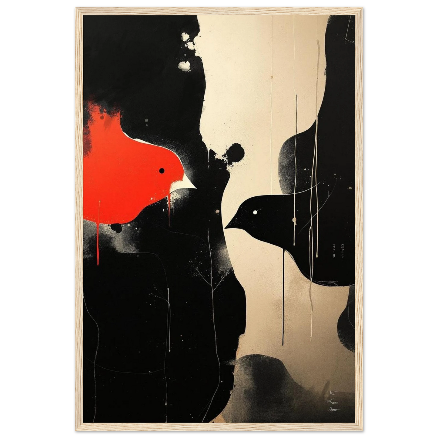 Abstract Bird Minimalist Fine Art Print 40x60 cm 16x24″ Premium Matte Paper Wooden Framed Poster Light Wood Frame