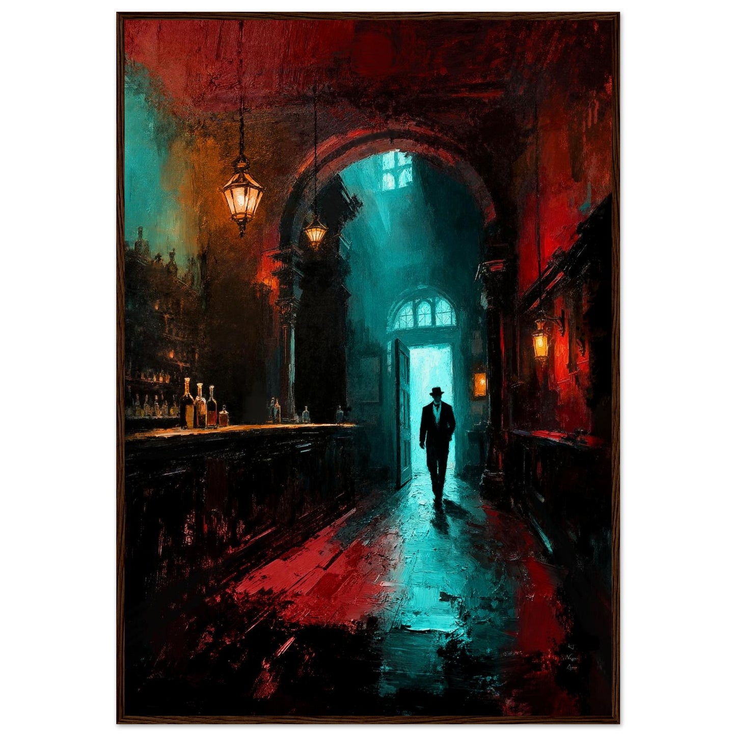 Speakeasy 1920s Bar Art Poster Print 70x100 cm 28x40″ Museum-Quality Matte Framed Poster Dark Brown Wood Frame