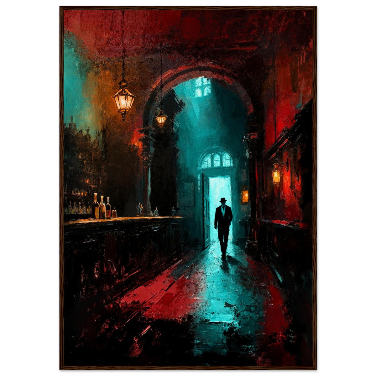 Speakeasy 1920s Bar Art Poster Print 70x100 cm 28x40″ Museum-Quality Matte Framed Poster Dark Brown Wood Frame