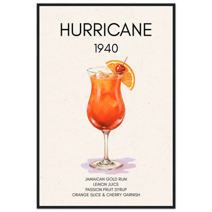 Hurricane Cocktail Bar Art Print Black Wood Frame 60x90 cm 24x36″ Premium Matte Paper Wooden Framed Poster