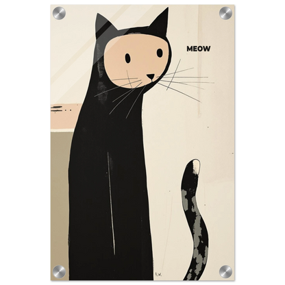 Quirky Modern Cat Art Poster Print 30x45 cm 12x18″ Sleek Acrylic Print No Frame