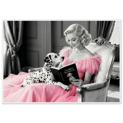 Hollywood Starlet Dalmatian Puppy Art Print 70x100 cm 28x40″ Museum-Quality Matte Framed Poster - White Wood