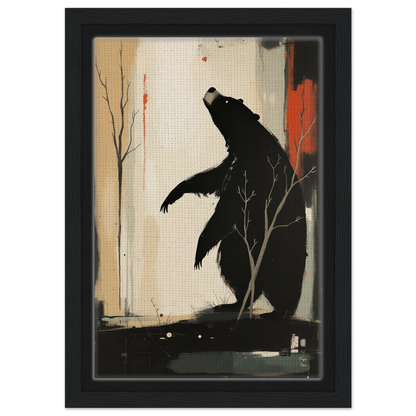 Abstract Bear Wildlife Art Print 20x30 cm 8x12″ Framed Canvas Black Wood Frame