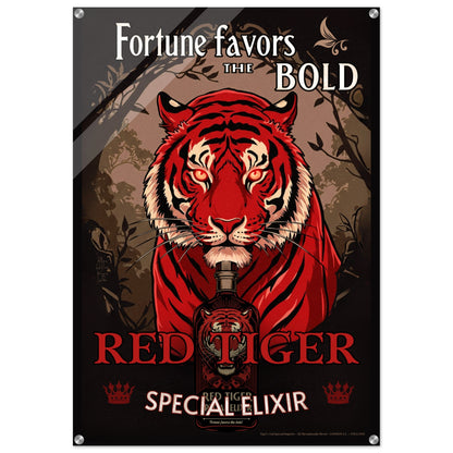 Tiger Cocktail Bar Art Poster Print 30x45 cm 12x18″ Museum-Quality Matte Framed Poster Dark Brown Wood Frame