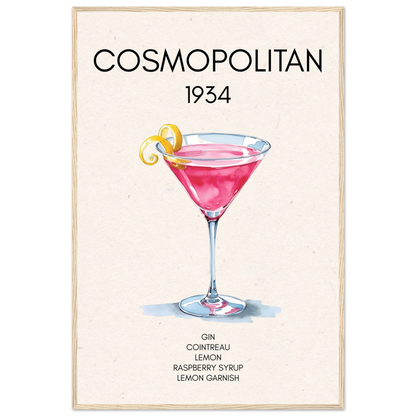 Cosmopolitan Cocktail Bar Art Print Light Wood Frame 60x90 cm 24x36″ Premium Matte Paper Wooden Framed Poster