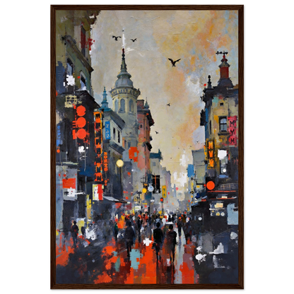 Gothic City Street Art Print - European Cityscape