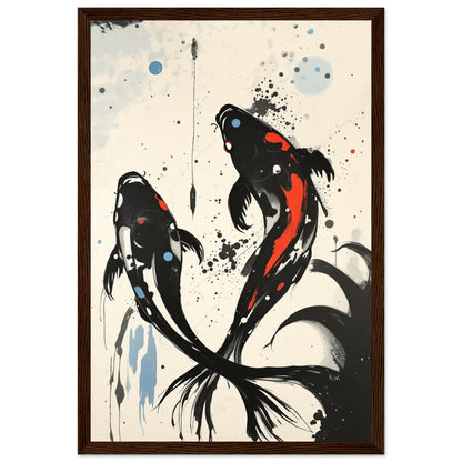 Modern Koi Fish Ocean Art Print 60x90 cm 24x36″ Museum-Quality Matte Framed Poster Black Wood Frame