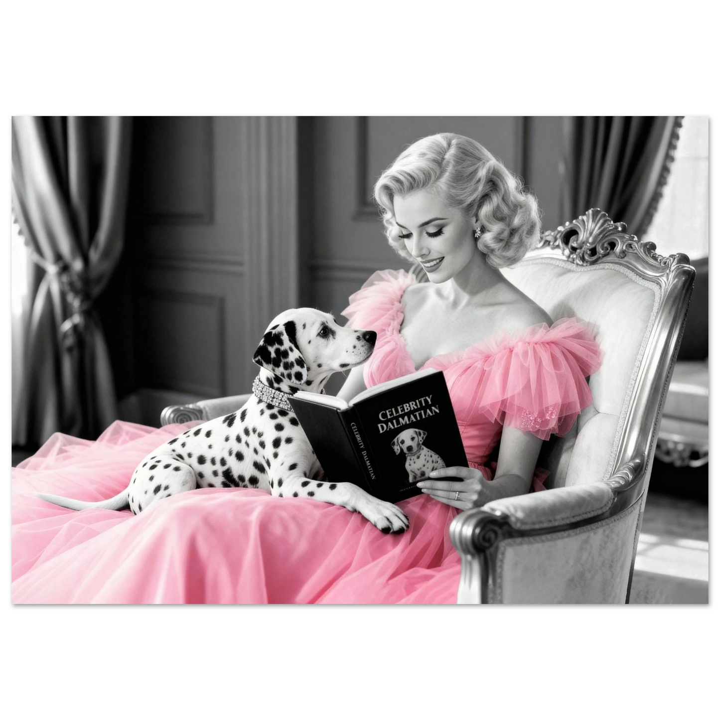 Hollywood Starlet Dalmatian Puppy Art Print 70x100 cm 28x40″ Premium Matte Poster