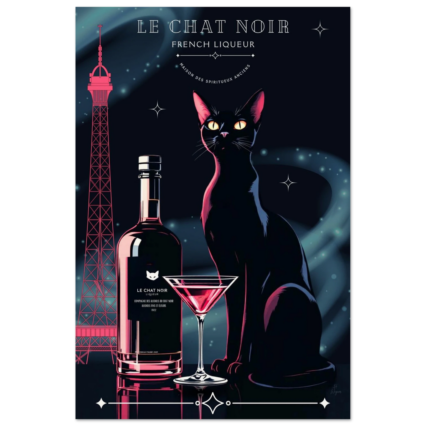 Art Deco Le Chat Noir French Black Cat Art Print 30x45 cm 12x18″ Museum-Quality Matte Paper Poster No Frame