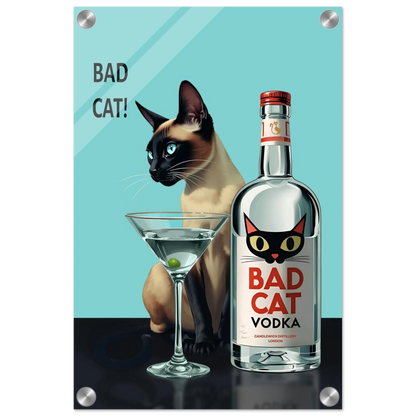 Siamese Cat Retro Martini Cocktail Bar Art Print No Frame 30x45 cm 12x18″ Sleek Acrylic Print