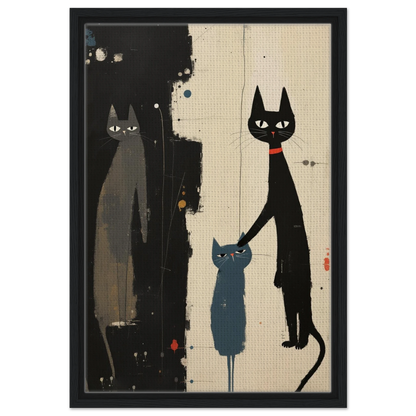 Abstract Cat Family Art Poster Print Black Wood Frame 40x60 cm 16x24″ Framed Canvas
