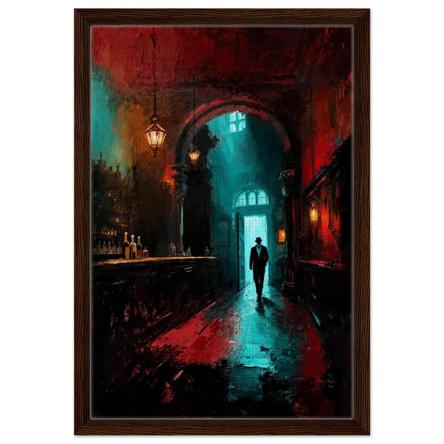 Speakeasy 1920s Bar Art Poster Print 40x60 cm 16x24″ Framed Canvas Dark Brown Wood Frame