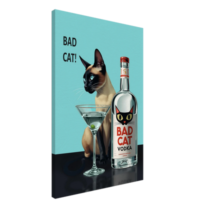 Siamese Cat Retro Martini Cocktail Bar Art Print No Frame 60x90 cm 24x36″ Gallery Wrapped Canvas