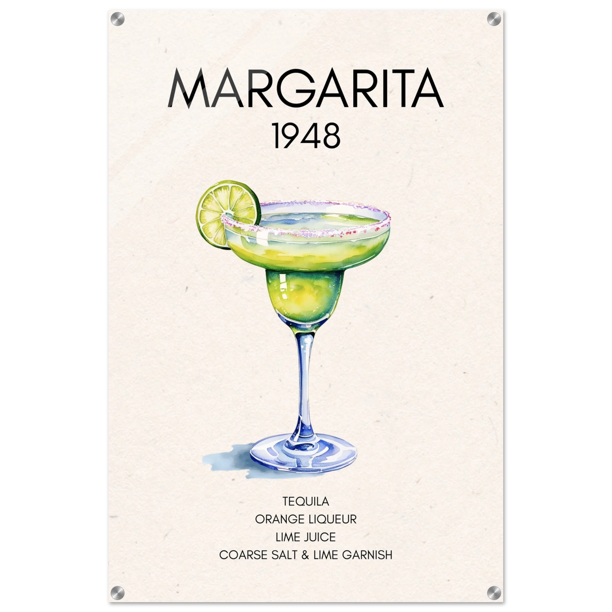 Margarita Cocktail Bar Art Print No Frame 60x90 cm 24x36″ Sleek Acrylic Print