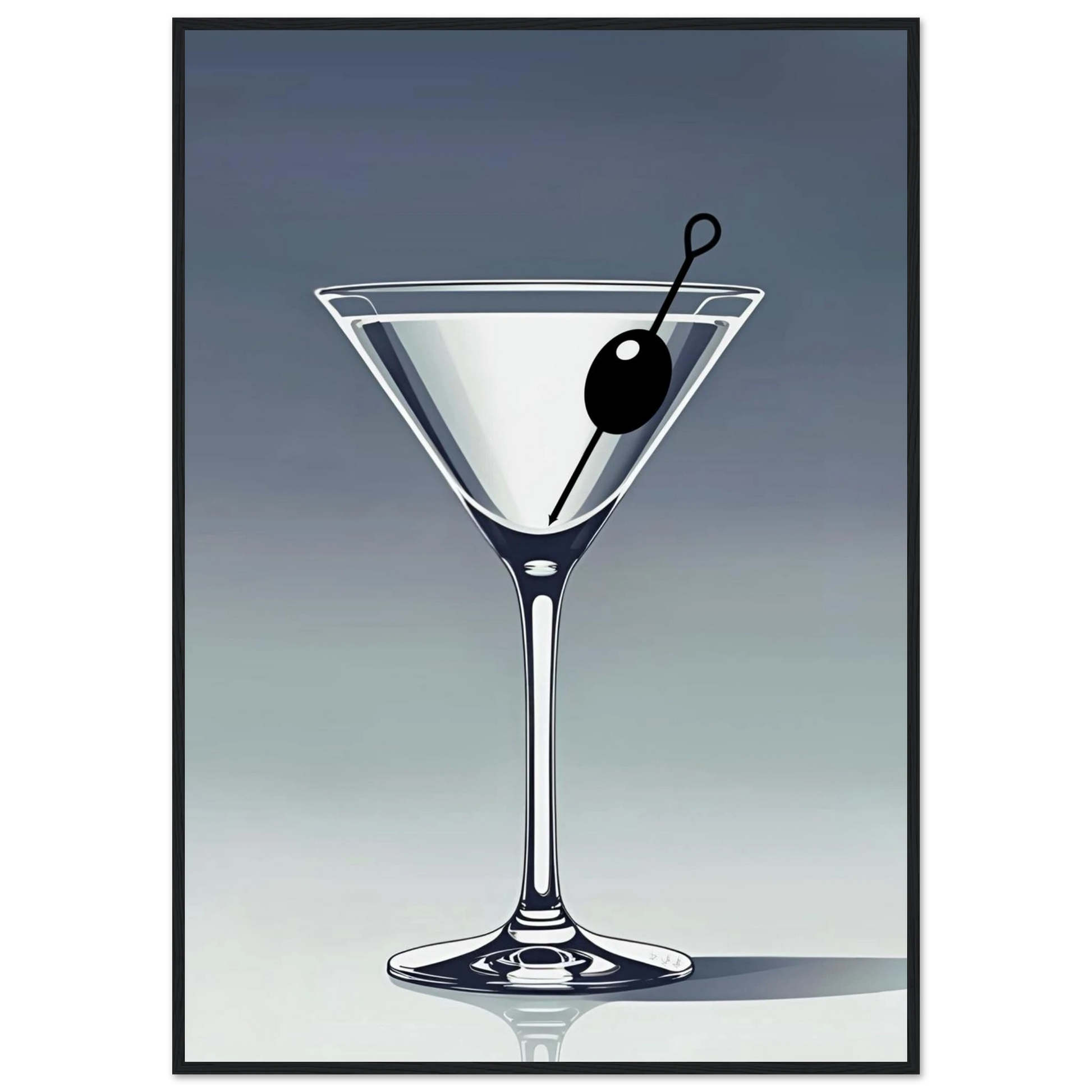 Retro Martini Lounge Cocktail Bar Art Print 70x100 cm 28x40″ Classic Matte Paper Wooden Framed Poster Black Wood Frame