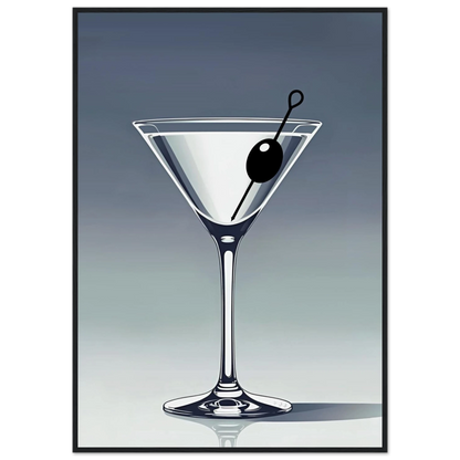 Retro Martini Lounge Cocktail Bar Art Print 70x100 cm 28x40″ Classic Matte Paper Wooden Framed Poster Black Wood Frame