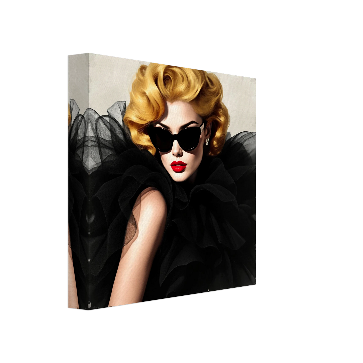 Paris Avant-Garde Retro Fashion Model Art Print 20x20 cm 8x8″ Gallery Wrapped Canvas