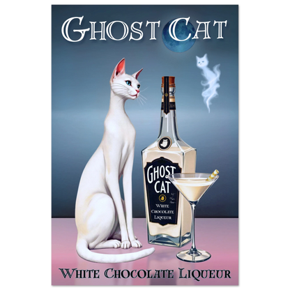 White Cat Chocolate Martini Cocktail Bar Art Print 60x90 cm 24x36″ Premium Matte Paper Poster No Frame